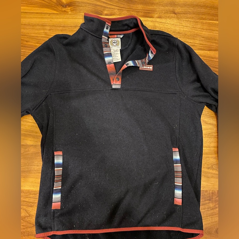 Cinch Men's Navy 1/3 Snap Fleece Pullover Lg